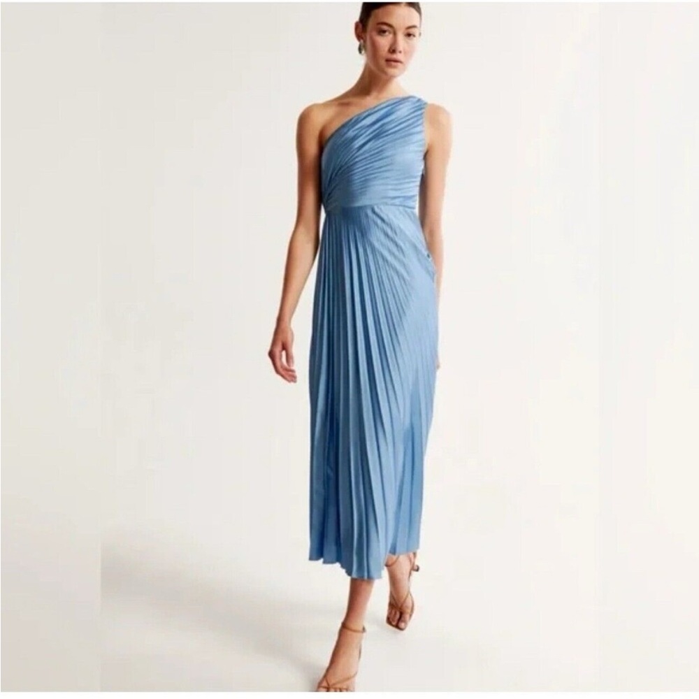 Abercrombie Fitch Blue Pleated Giselle Midi Dress